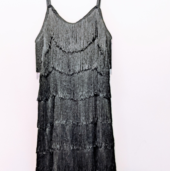 Black mini Flapper Dress Large Wiggle Fancy - Picture 6 of 12